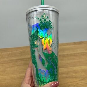 Starbucks tumbler iridescent mermaid silver blue 24oz siren holiday